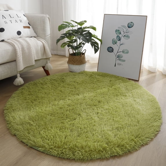 Fancy Dark Green 16 inch Large Shaggy Area Rug, Anti-Slip Soft Carpet for Living Room & Bedroom, Plush 1.6\" High Pile, Easy Clean, Modern Design