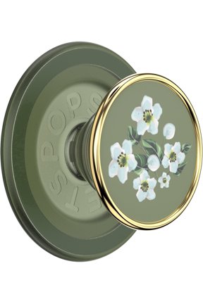 Phone Grip for MagSafe, Magnetic Holder, Phone Stand, Green - Floral Relief