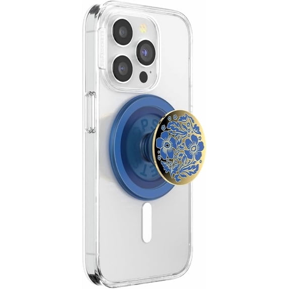 PopSockets Phone Grip for MagSafe, Magnetic Holder, Phone Stand, Blue - Lace Blue Vermeer