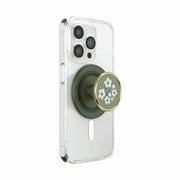 PopSockets Phone Grip for MagSafe, Magnetic Holder, Phone Stand, Green - Floral Relief