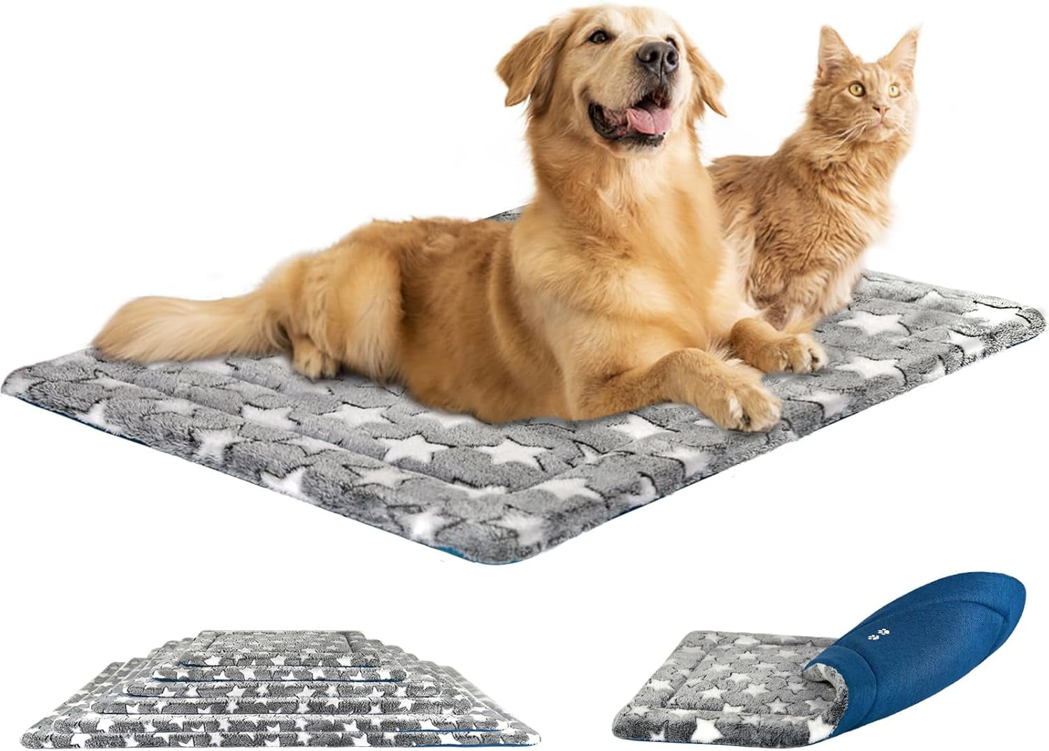 View of Fancy Dog Crate Pad Dog Bed Mat Reversible (Cool & Warm), Dog Bed Pad ...