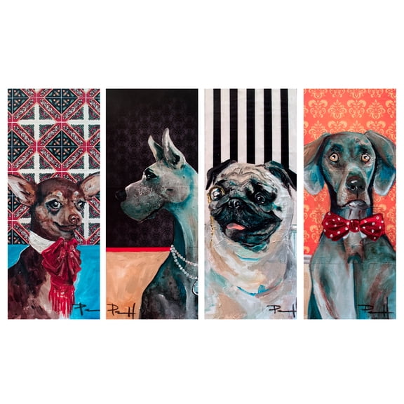Fancy Dogs by Sean Parnell Wrapped Canvas Art Print Set of 4