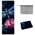 Fancy Dragonflies B Yoga Towel with Travel Bag, Suede Absorbent Quick
