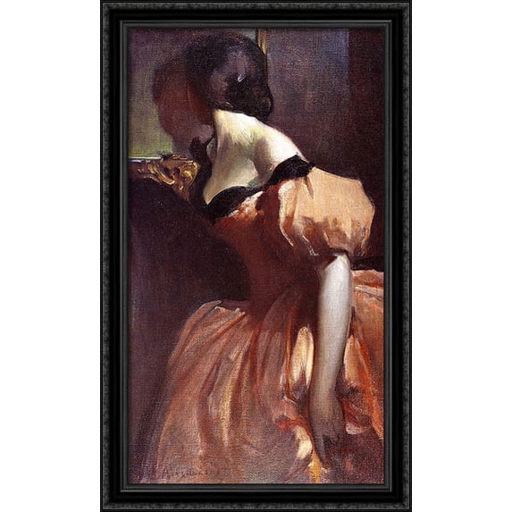 Fancy Dress 24x40 Large Black Ornate Wood Framed Canvas Art by John White Alexander