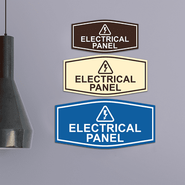 Fancy Electrical Panel (Lightning) Sign (Navy Blue / White) - Large