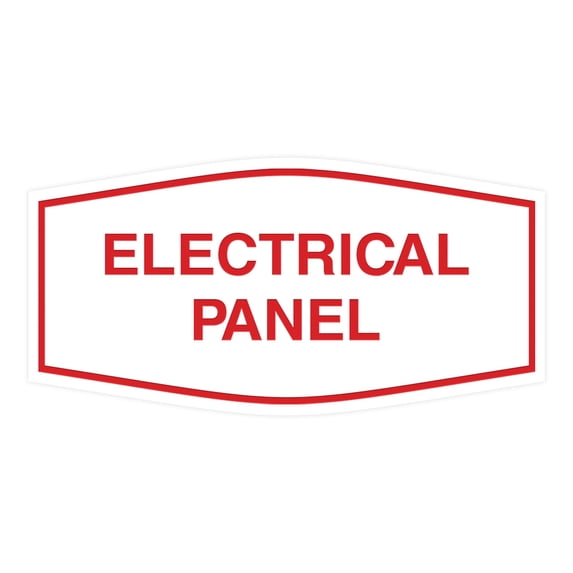 Fancy Electrical Panel Sign (White/Red) - Large