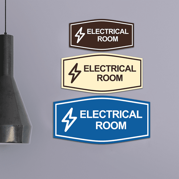 Fancy Electrical Room (Lightning) Sign (Blue) - Small