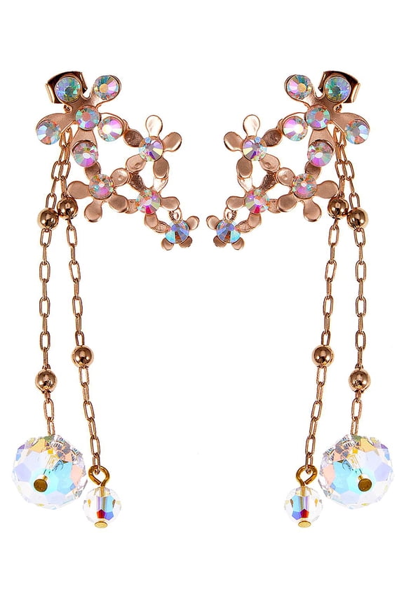 Fancy Elegant Topaz Light AB Crystal Rhinestone Daisy Cluster Earrings