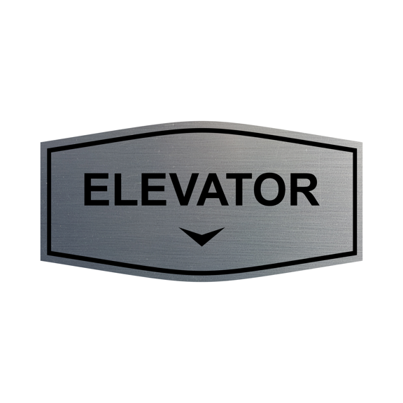 Fancy Elevator Down Arrow Sign (Brushed Silver) - Small