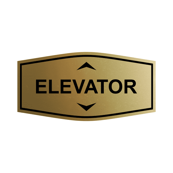 Fancy Elevator Up & Down Arrows Sign (Brushed Gold) - Small
