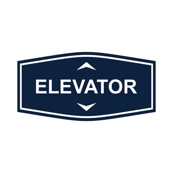 Fancy Elevator Up & Down Arrows Sign (Navy Blue / White) - Large