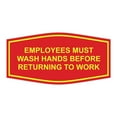 thumbnail image 1 of Fancy Employees Must Wash Hands Before Returning To Work Sign (Red/Yellow) - Large, 1 of 1