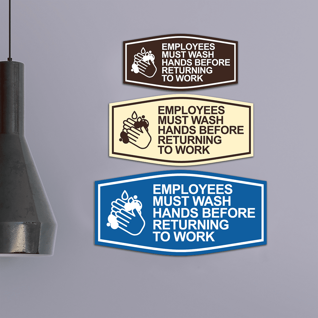 Fancy Employees Must Wash Hands Before Returning to Work (Bubbles) Sign ...