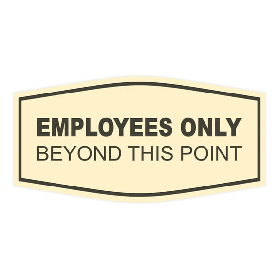 Fancy Employees Only Beyond This Point Sign (Ivory/Brown) - Large