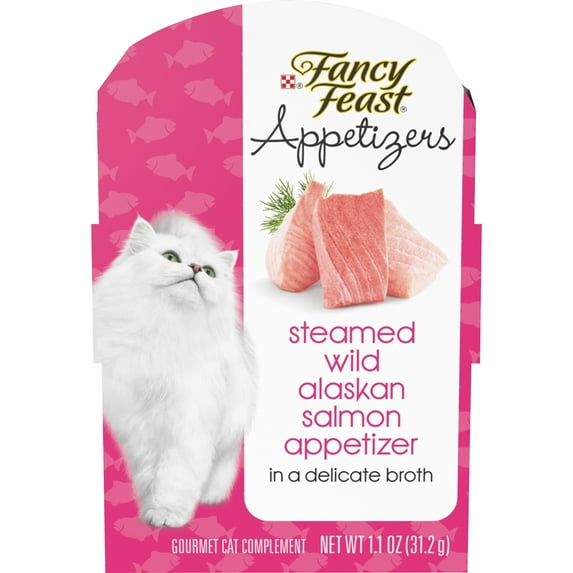 Fancy Feast Appetizers Wild Alaskan Salmon Adult Wet Cat Food Complement - Ten (10) 1.1 oz. Trays