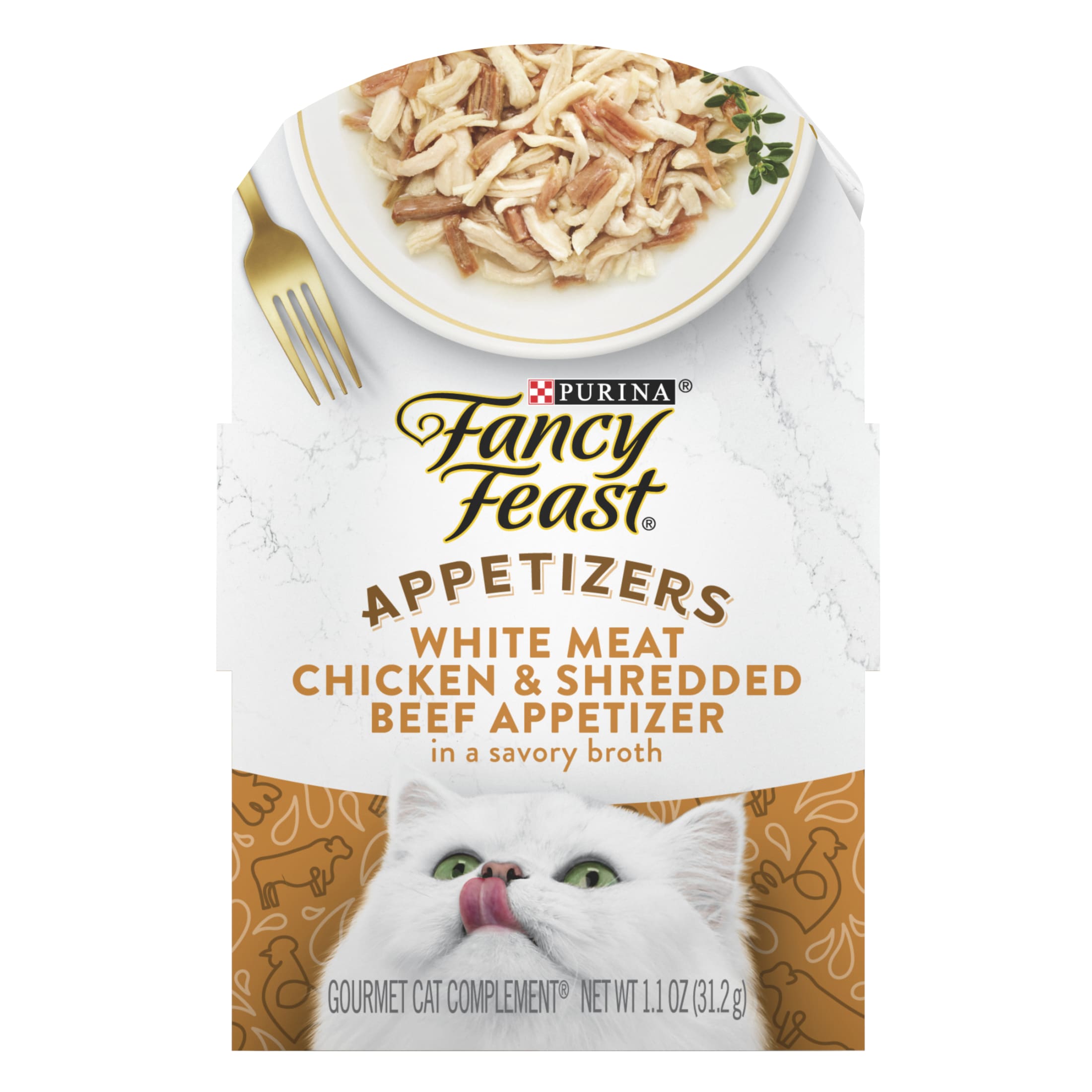 Purina Fancy Feast Appetizers Grain Free Cat Food Broth White Meat Chicken and Shredded Beef Complement Walmart