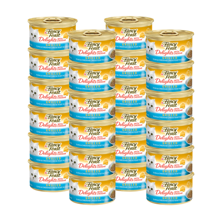 Fancy Feast Delights With Cheddar Grilled Tuna & Cheddar Cheese Feast in Gravy Wet Cat Food, 3 OZ (Pack of 24)