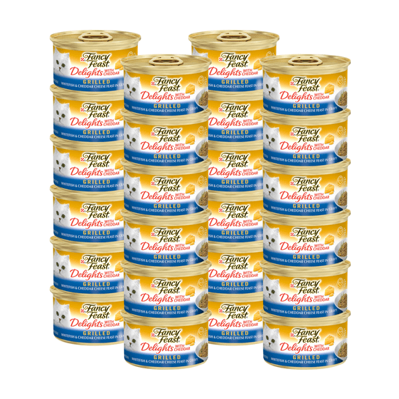 Fancy Feast Delights With Cheddar Grilled Whitefish & Cheddar Cheese Feast in Gravy Wet Cat Food, 3 OZ (Pack of 24)