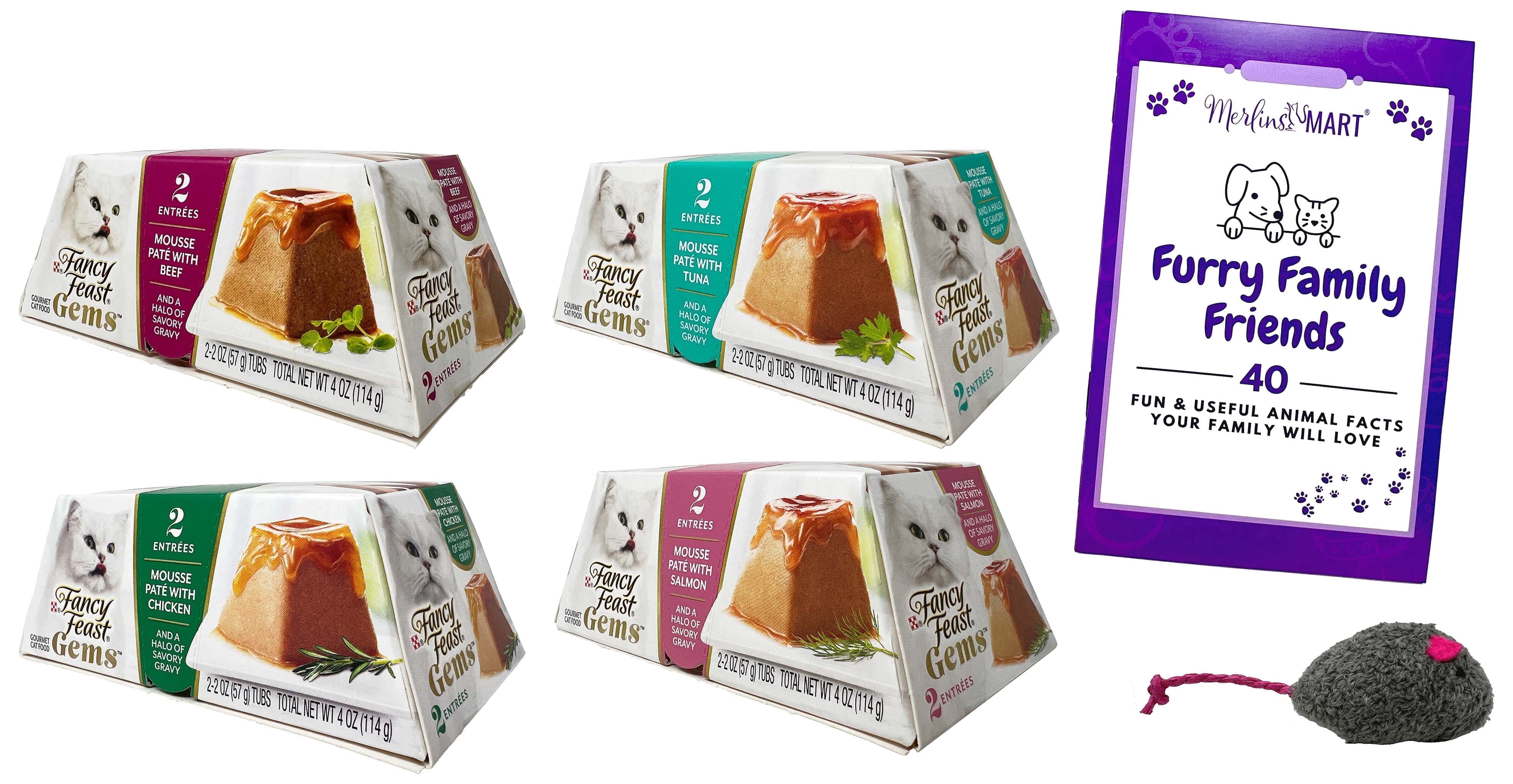 Purina Fancy Feast Gems Adult Cat Food Samplers - Chicken, Beef, Salmon, Tuna (4 oz.) | 1 Each | MerlinsMart Zine & Catnip Toy