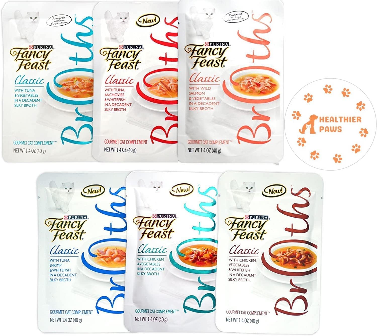 Fancy Feast Gourmet Broths Variety Pack for Cats 6 Classic Flavors, 1