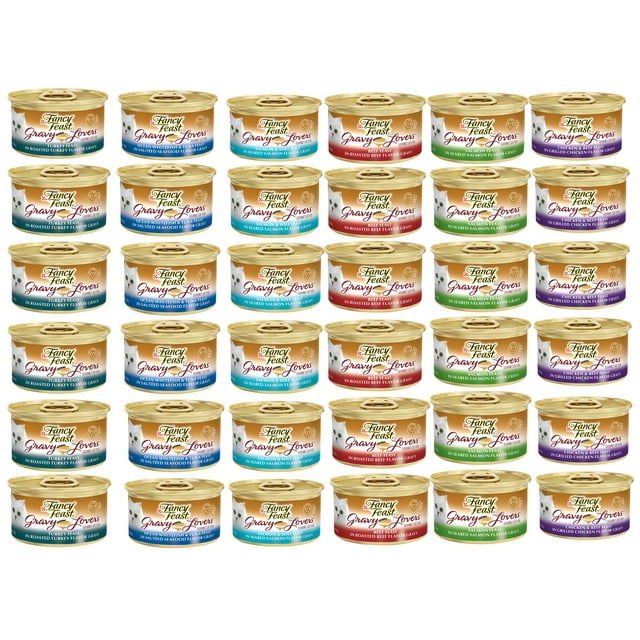 Fancy Feast Gravy Lovers Variety Pack 36 cans with Turkey, Ocean