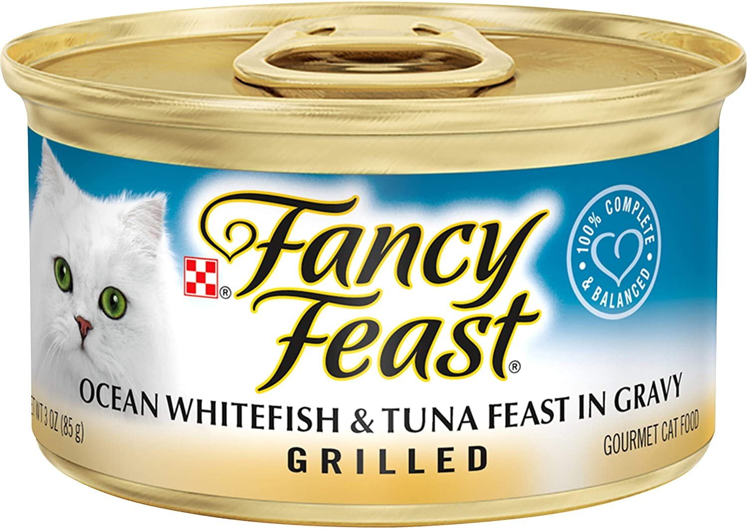 Fancy Feast Grilled Ocean Whitefish & Tuna Feast in Gravy Wet Cat Food, 3 OZ (Pack of 12)