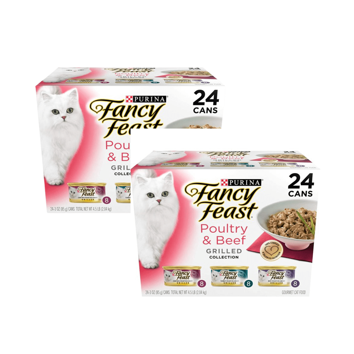 Fancy Feast Grilled Poultry Beef Collection Wet Cat Food Variety Pack 3 OZ Cans Pack of 2