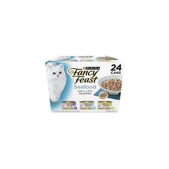 Fancy Feast Grilled Seafood Feast Variety Pack Wet Cat Food 24-Count of 3 oz Cans (Pack of 2)