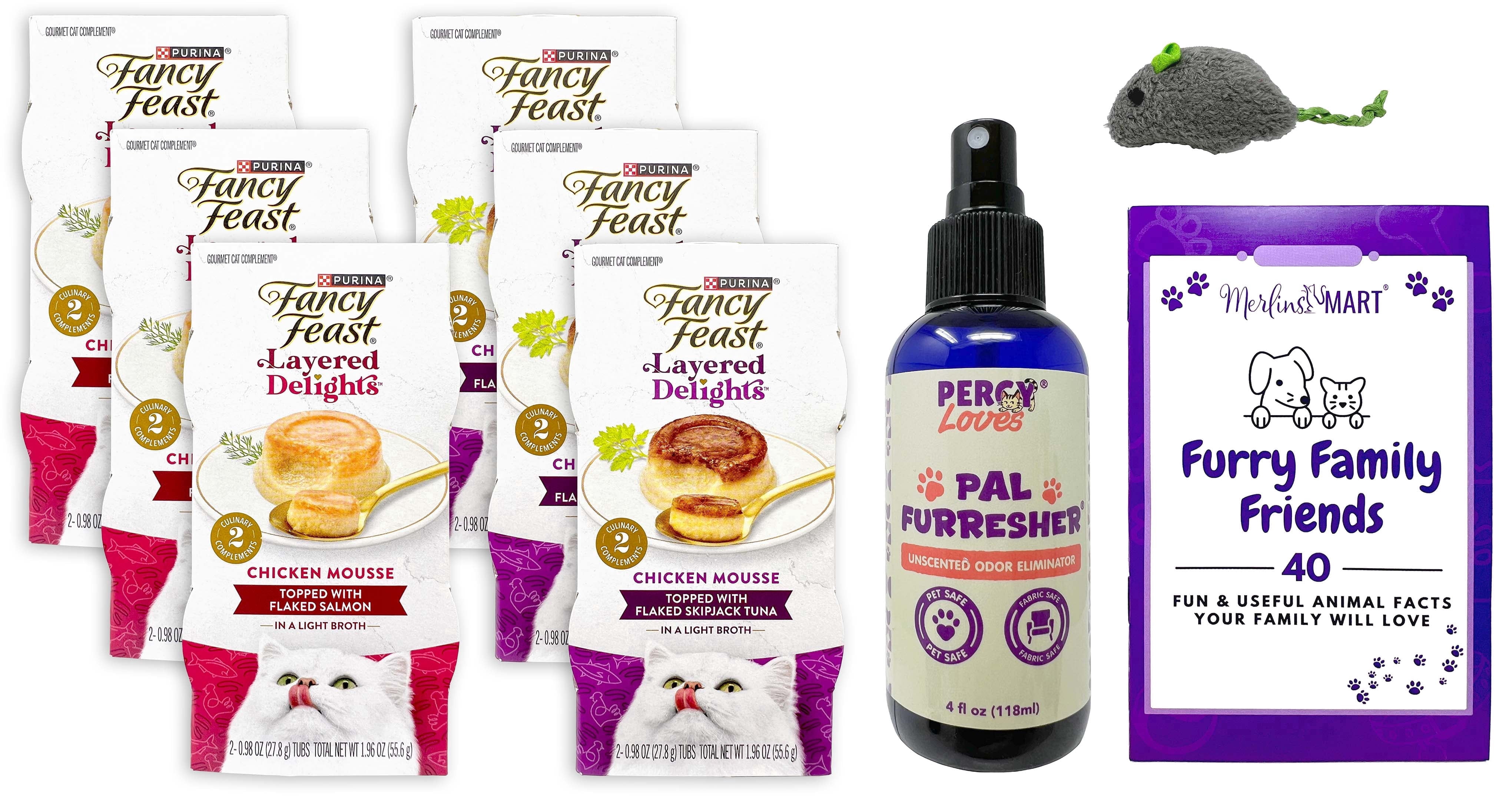 Fancy Feast Layered Delights Adult Cat Food Topper Variety 12-Pack | Chicken with Salmon & Chicken with Tuna | 6 Each| MerlinsMart Zine & PercyLoves Pal Furresher