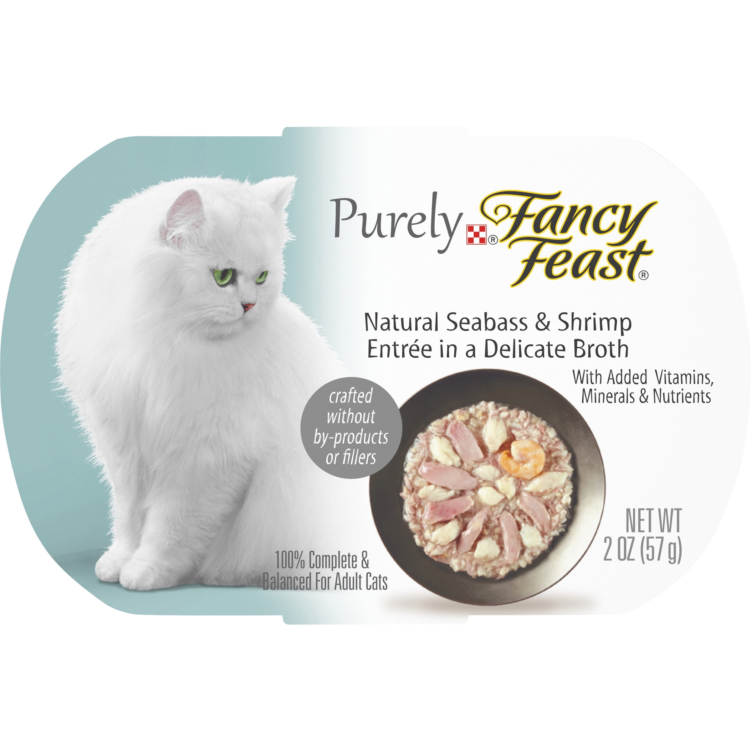 Fancy Feast Purely Natural Seabass and Shrimp Entree Cat Food Tray Fancy Feast Purely Natural Seabass and Shrimp Entree Cat Food Tray