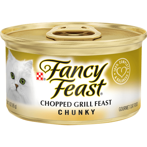Fancy Feast Pate Wet Cat Food, Chunky Chopped Grill Feast, 3 oz. Can