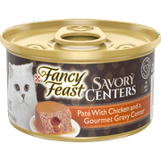 Fancy Feast Pate Wet Cat Food Savory Centers Pate With Chicken & Gourmet Gravy Center - 3 oz. Can