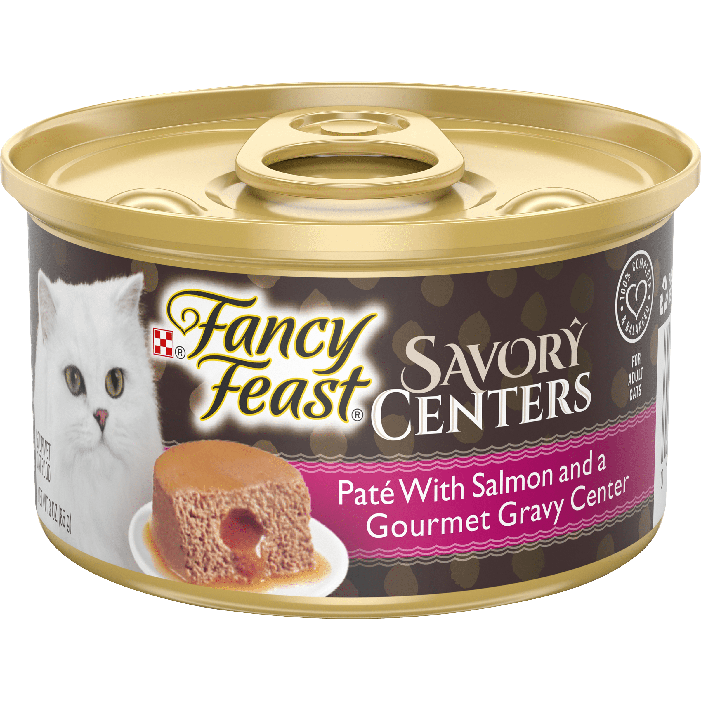 Fancy Feast Pate Wet Cat Food, Savory Centers Pate With Salmon \u0026 Gourmet Gravy Center, 3 oz. Can (Pack of 8)
