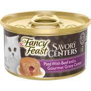 Fancy Feast Pate Wet Cat Food, Savory Centers Pate with Beef & a Gourmet Gravy Center, 3 oz. Can