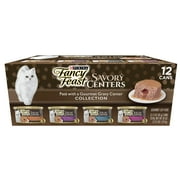 Purina Fancy Feast Wet Cat Food Savory Centers Pate With a Gravy Center Variety Pack, 3 oz Cans (12 Pack)