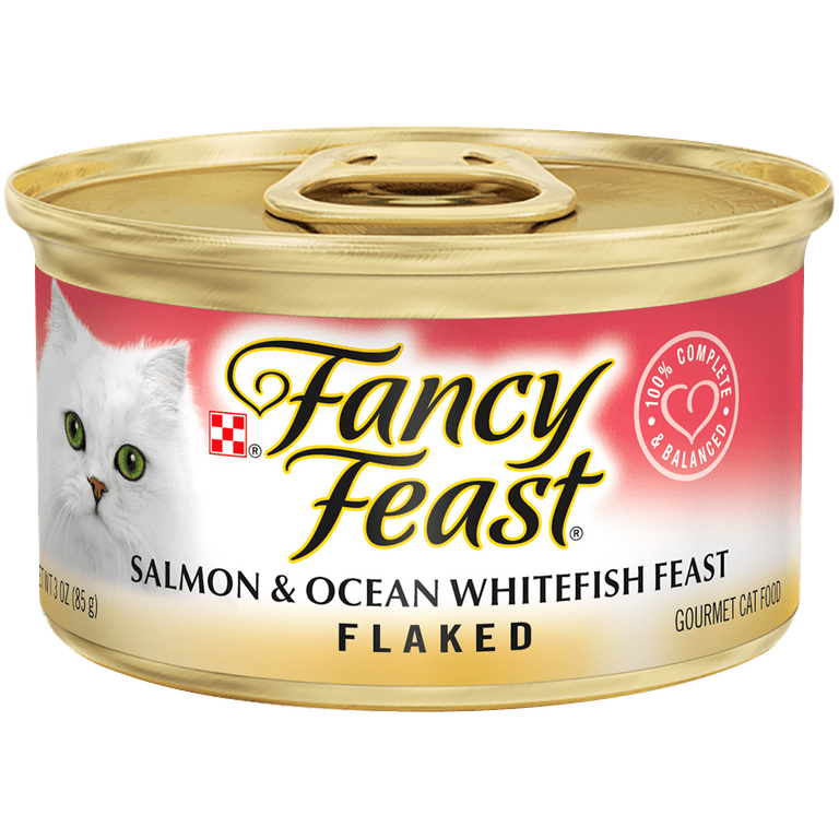 Fancy Feast Wet Cat Food Flaked Salmon Ocean Whitefish Feast 3 oz. Can Walmart
