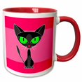 thumbnail image 1 of 3drose, Fancy Feline Black Cat Design in Pink, 15oz Two-tone Red Mug, 1 of 6
