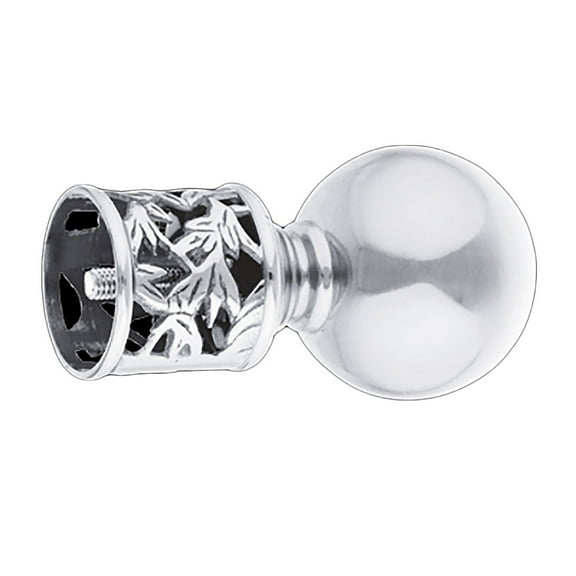 Fancy Filigreed Ball End Cap 1.5" OD Bar Rail Chrome Brass | Renovator's Supply