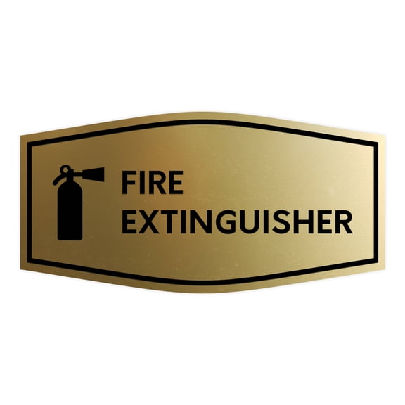 Fancy Fire Extinguisher Sign (Brushed Gold) - Small