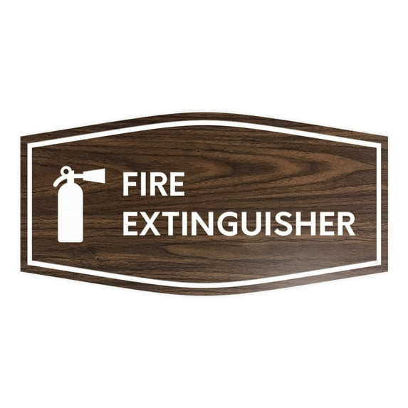 Fancy Fire Extinguisher Sign (Walnut) - Large