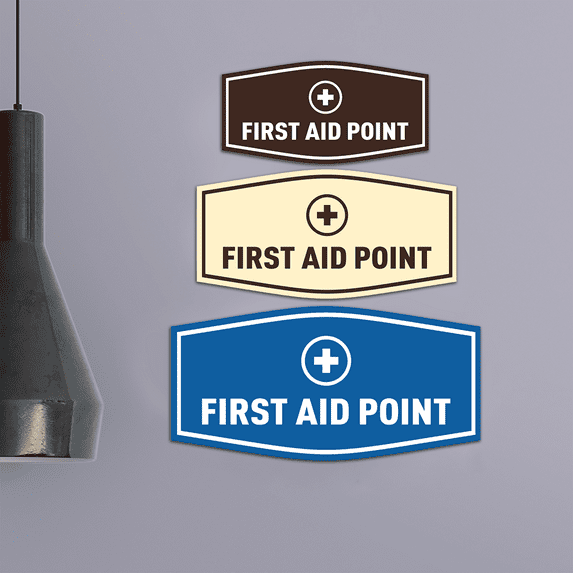 Fancy First Aid Point Sign (Black) - Large