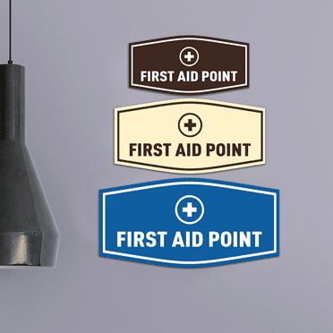 Fancy First Aid Point Sign (Navy Blue / White) - Large