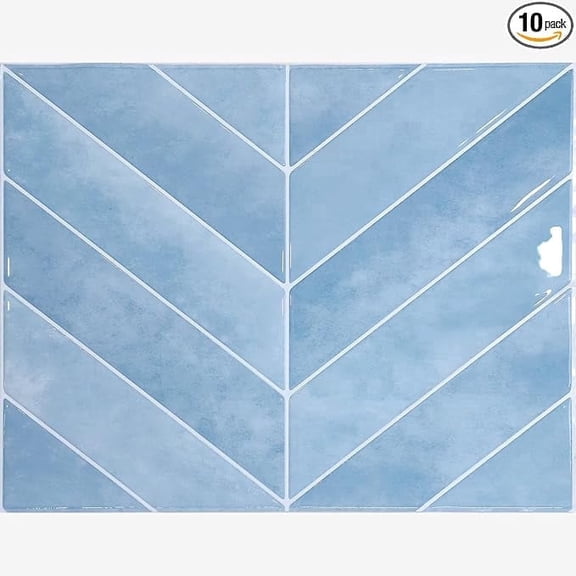 Fancy Fix 10 Sheets Peel and Stick Backsplash, Self Adhesive Wall Tiles, 3D Adhesive Tile Backsplash, 9"x11"Morocco Premium Self Adhesive Wall Tiles Peel and Stick for Kitchen, RV(Light Blue Twill)