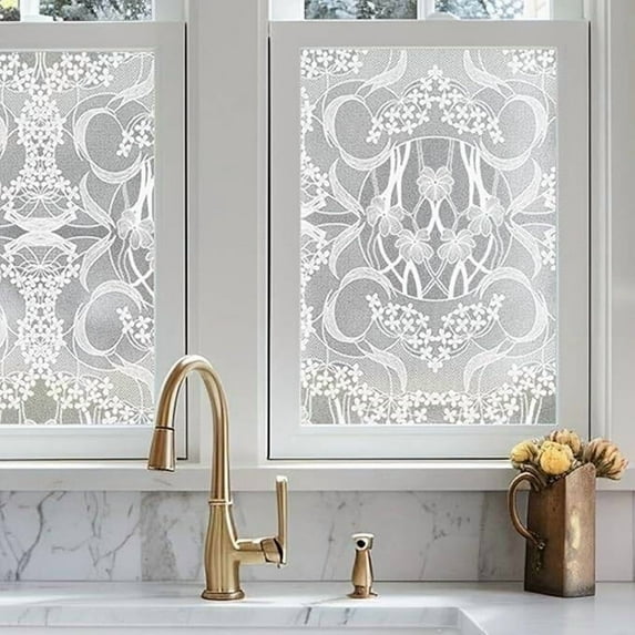 Fancy-Fix Privacy Window Film, Static Cling UV Blocking Removable Window Clings,Decorative Privacy Window Film for Front Door,Home,Lolita Design 23.6 x 35.4inch