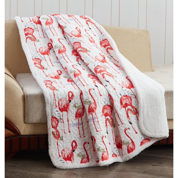 Fancy Flamingo Sherpa Back throw 50 x 60