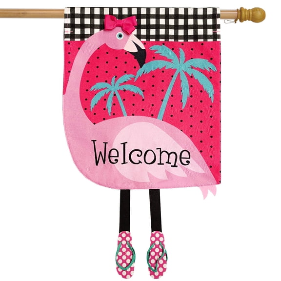 Briarwood Lane Fancy Flamingo Summer Burlap House Flag