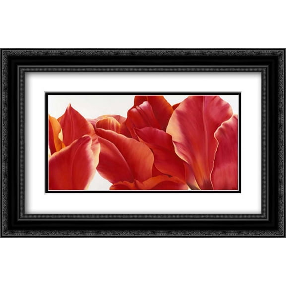 Fancy Flower I 2x Matted 24x16 Black Ornate Framed Art Print by Poelstra-Holzhaus, Yvonne