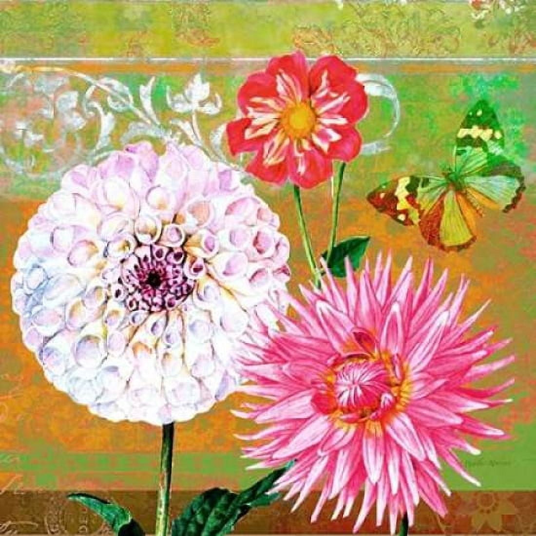 Fancy Flower Trio 2 Canvas Art - Walter Robertson (24 x 24)