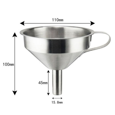 Fancy Food Grade Stainless Steel Kitchen Funnel for Transferring of Liquid Dry Ingredients and Metal Cooking Funnel Silver