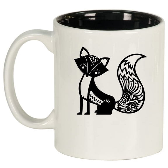Fancy Fox Ceramic Coffee Mug Tea Cup Gift for Her, Women, Daughter, Mom, Wife, Family, Coworker, Boss, Sister, Aunt, Grandma, Friend, Birthday, Cute, Friend, Anniversary, Fox Lover (11oz White)
